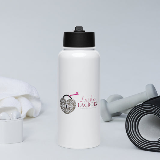 Stainless steel water bottle with a straw lid